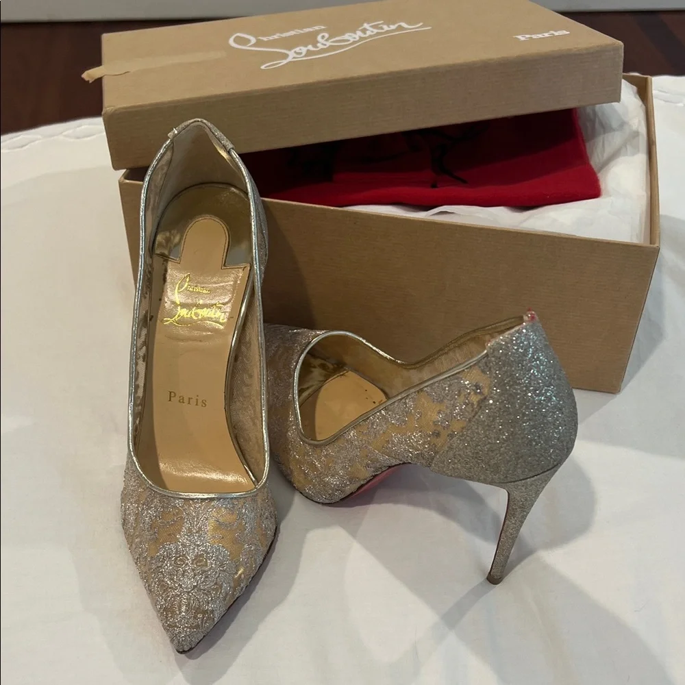 Christian Louboutin Glitter Lace Heels - Picture 2 of 10